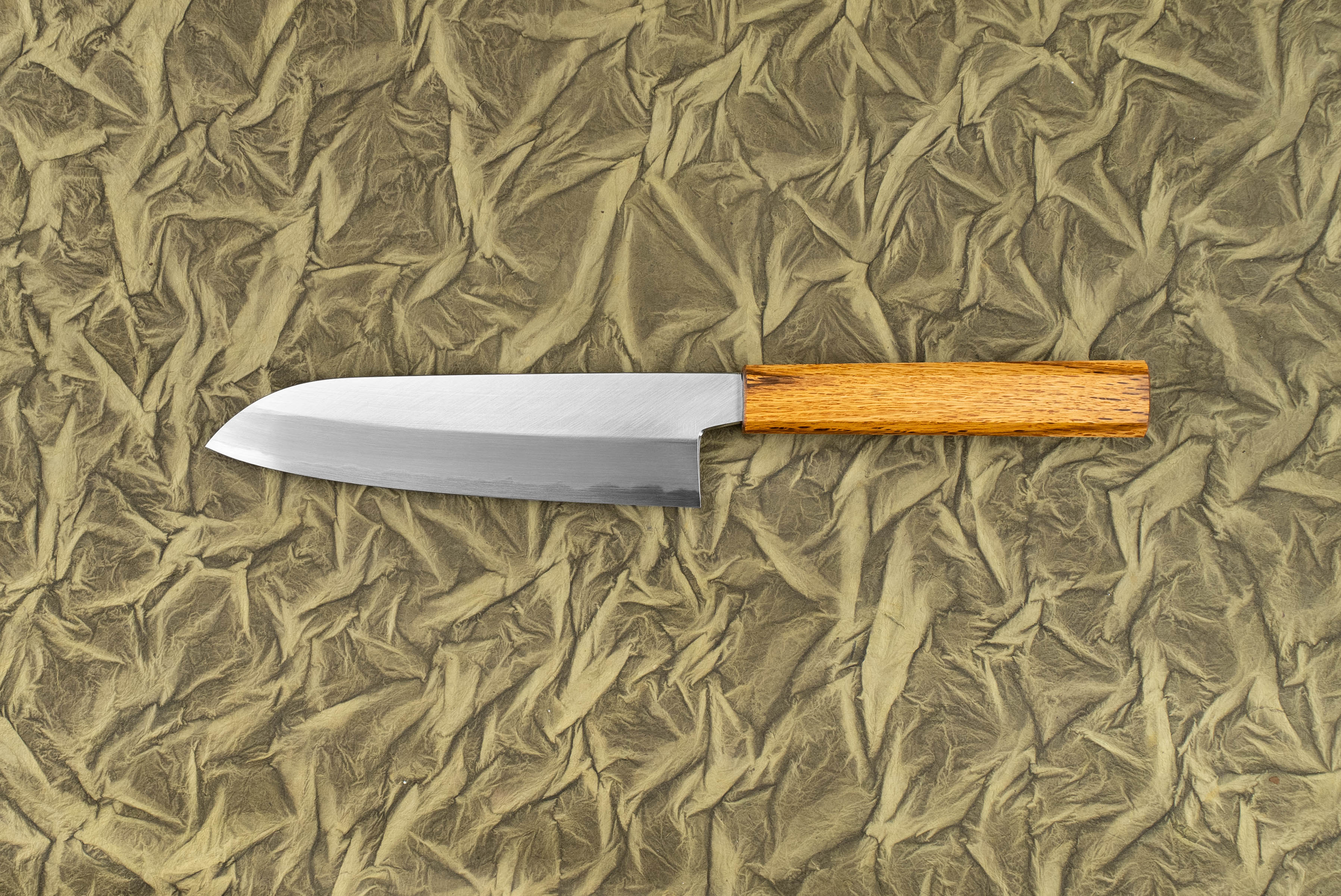 Premium Oul Old Stock Shironiko Santoku Knife 180mm - Japanese High Carbon Steel Kitchen Knife for Slicing, Dicing & Chopping Vegetables, Meat & Fish