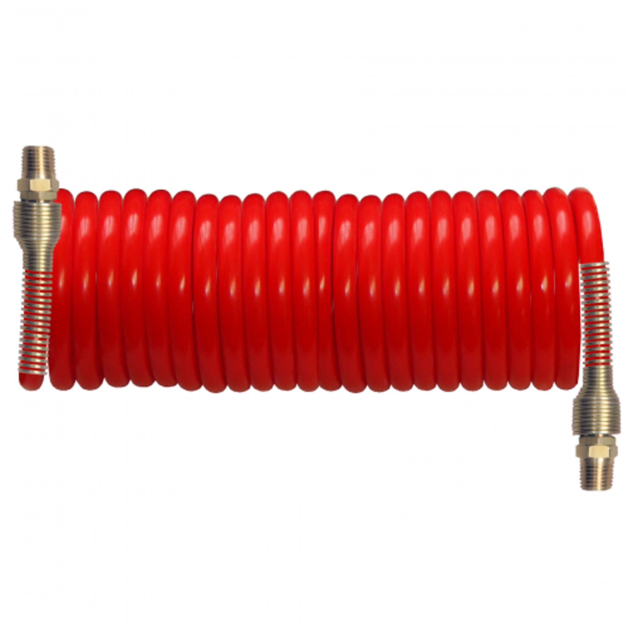 Accutek Red Co-Polymer Self-Storing Recoiling Air Hose Assembly with Male Swivels – Lightweight, Flexible, UV & Abrasion Resistant (40°F to +180°F, 250 PSI) – Ideal for Air Compressors, Pneumatic Tools, and Workshop Applications