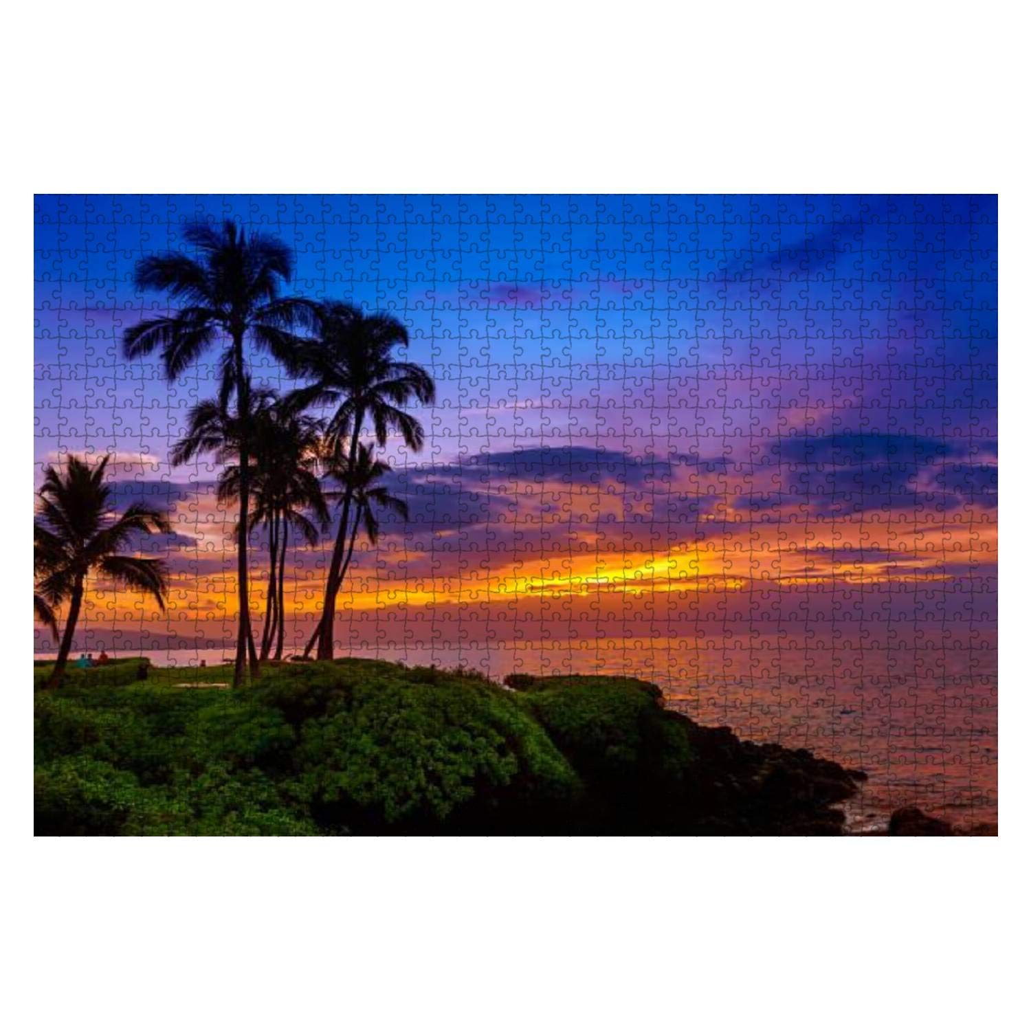 1000 Piece Wooden Jigsaw Puzzle - Tropical Beach Sunset Landscape Puzzle for Adults & Kids, Educational Brain Teaser, Stress Relief Game, Unique Gift for Nature Lovers | Perfect for Family Game Night, Classroom Activities & Relaxation Therapy