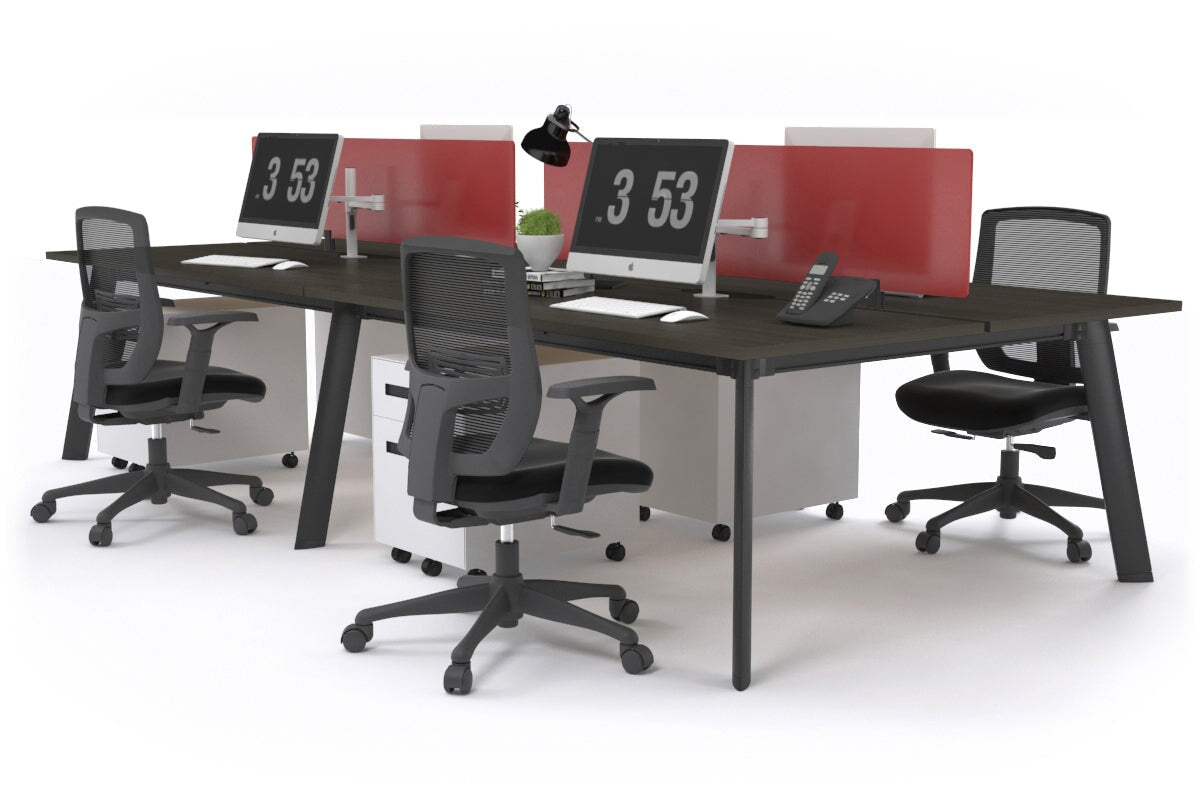 4-Person Workstation with Black Frame - 1200L x 800W Office Desk with Cable Management for Team Collaboration | Perfect for Open Offices, Coworking Spaces & Home Offices