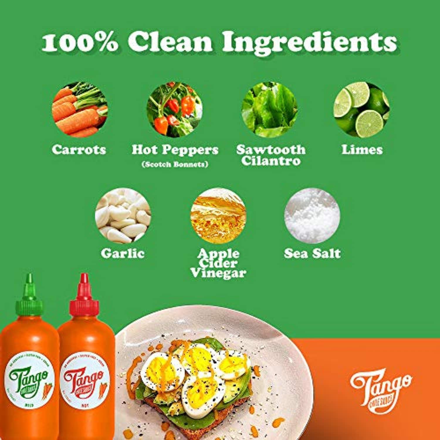 Original Carrot Hot Sauce by HOT TANGO – Spicy Habanero & Scotch Bonnet Peppers with Limes, Garlic, Culantro & Apple Cider Vinegar – 100% Natural, Vegan, Gluten-Free, No Preservatives or Sweeteners – Perfect for Tacos, Wings & Grilling