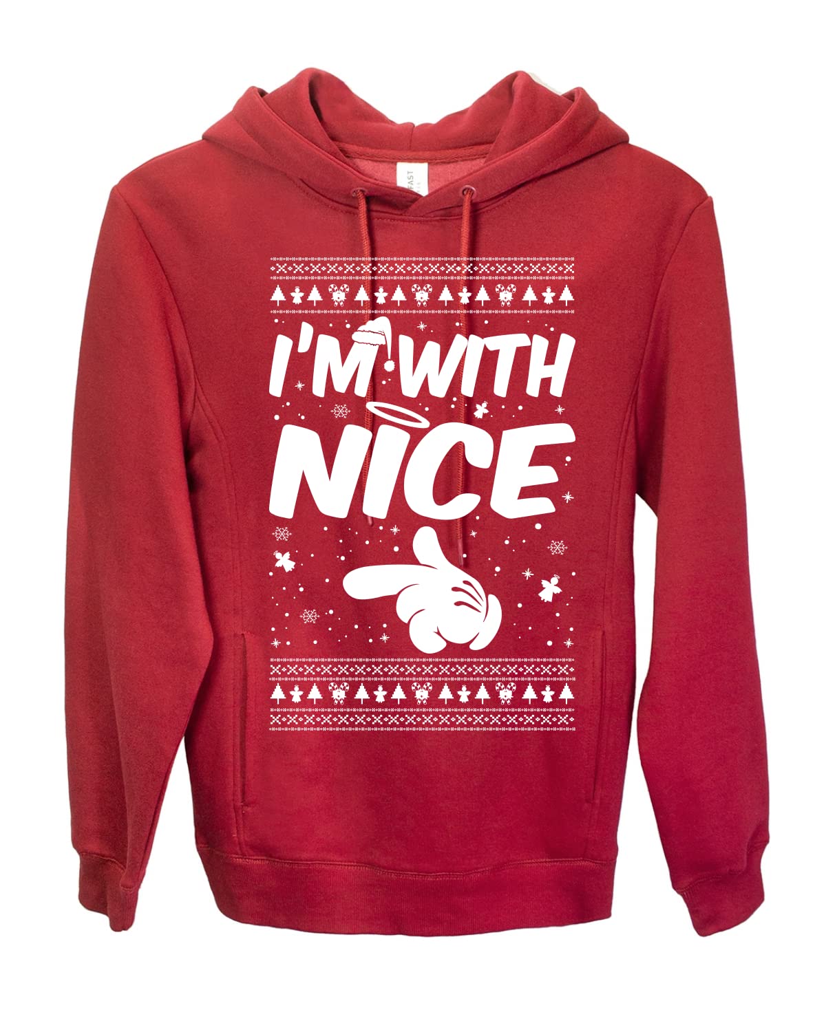 Wild Bobby 'I'm With Nice' Ugly Christmas Sweater - Unisex Crewneck Graphic Holiday Sweatshirt for Xmas Parties & Family Gatherings