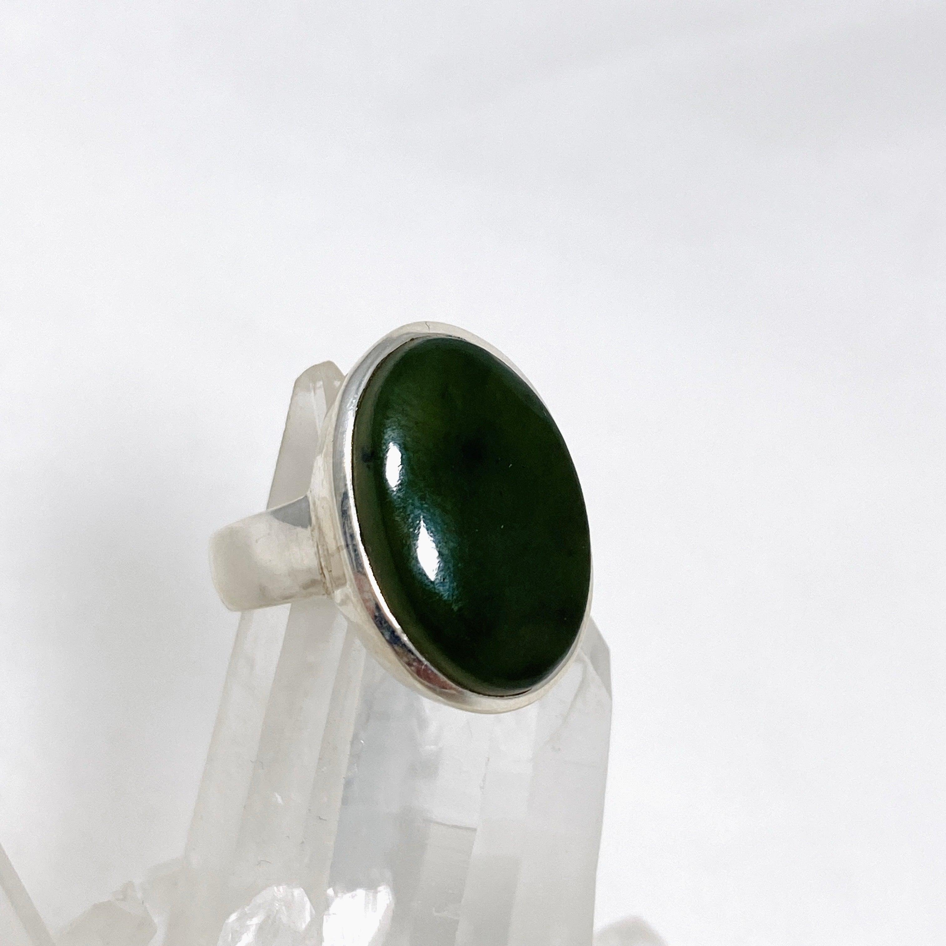 Siberian Jade Nephrite Oval Ring - Size 7.5 PRGJ411 - Elegant Jewelry for Women, Perfect Gift for Anniversary, Birthday & Special Occasions