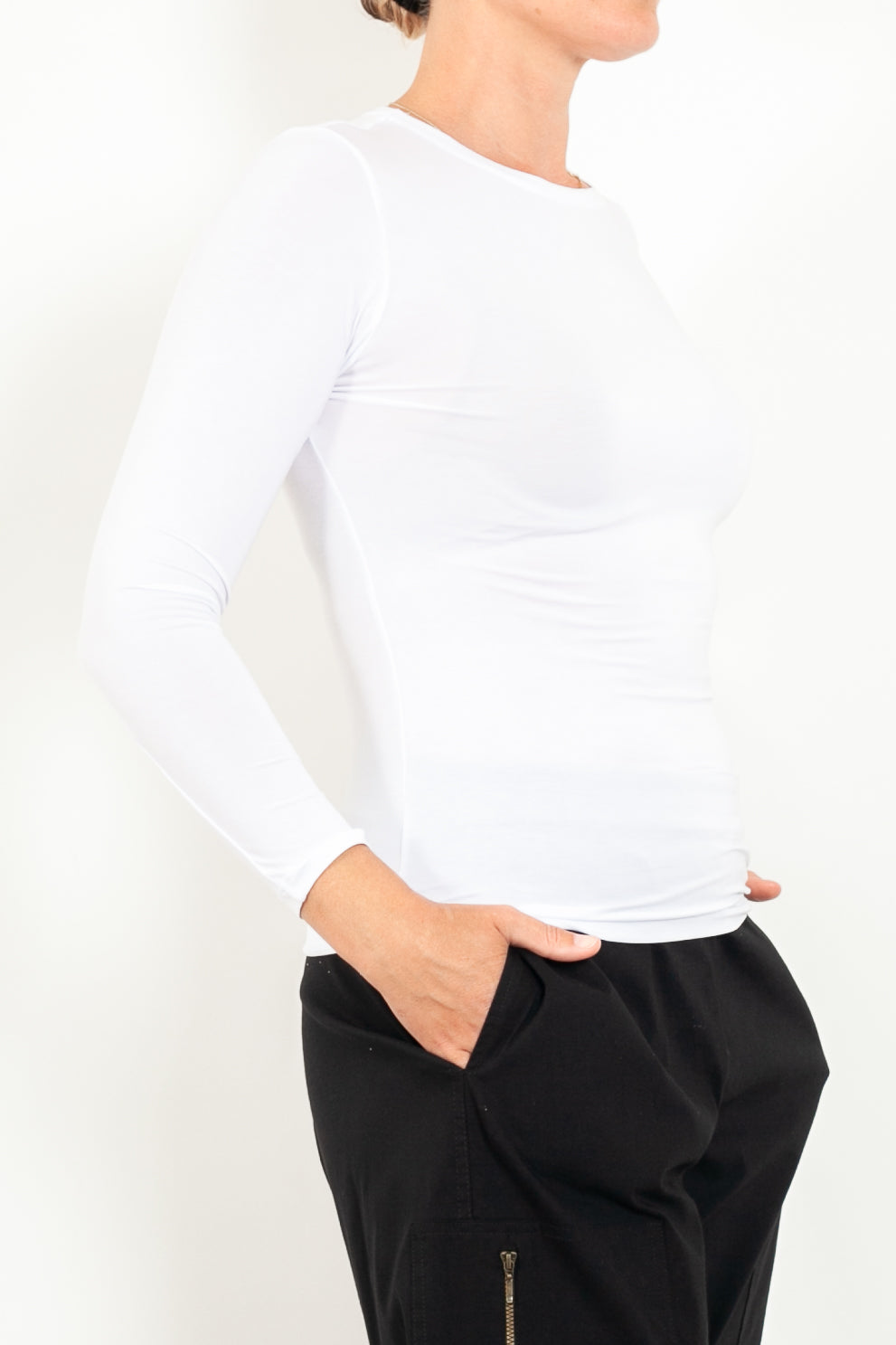 Tani Women's High Neck Long Sleeve Micromodal T-Shirt - Soft Stretchy Comfort Top for Yoga, Workout & Casual Wear