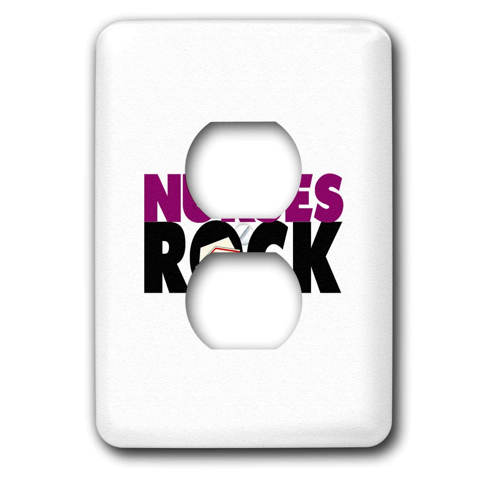 3D Rose Nurses Rock Violet Black Outlet Cover - Decorative Electrical Wall Plate for Home, Office, Nursery & Hospital Decor