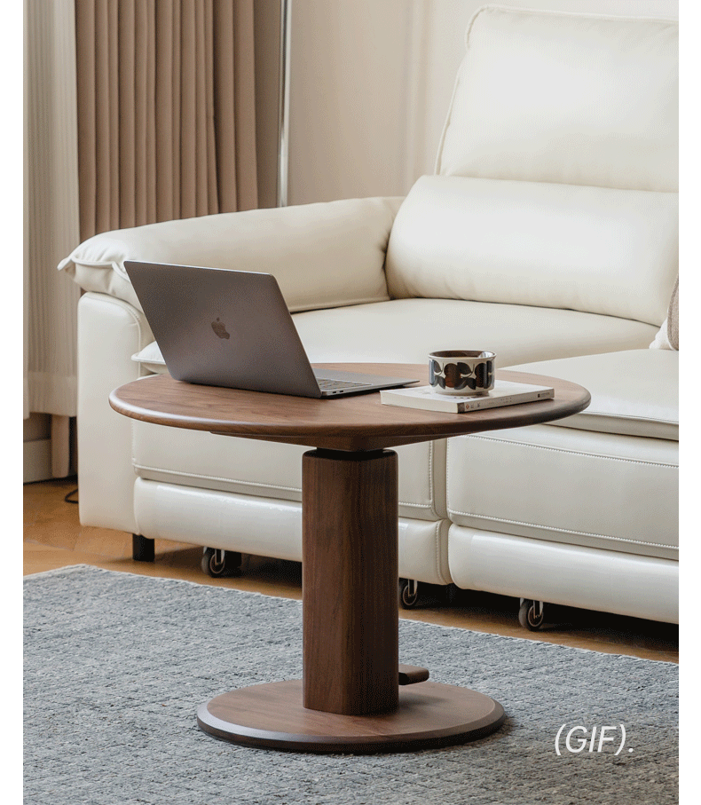 Premium Black Walnut Round Solid Wood Coffee Table - Handcrafted Rustic Modern Centerpiece for Living Room, Lounge & Office Decor