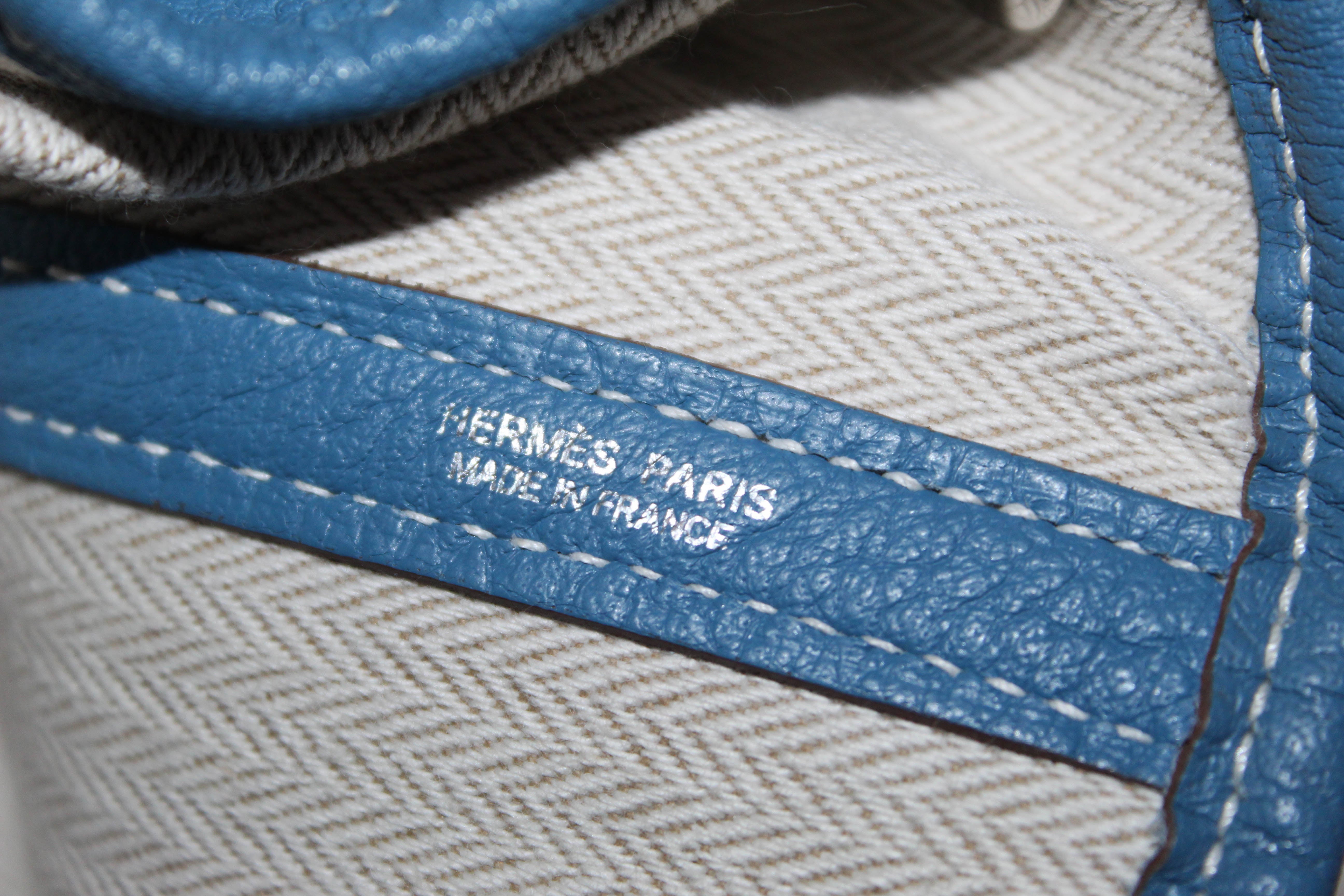 Authentic Hermes Blue Jean Clemence Leather Garden Party 36 MM Shoulder Tote Bag - Luxury Designer Handbag for Women, Perfect for Work, Travel & Everyday Use