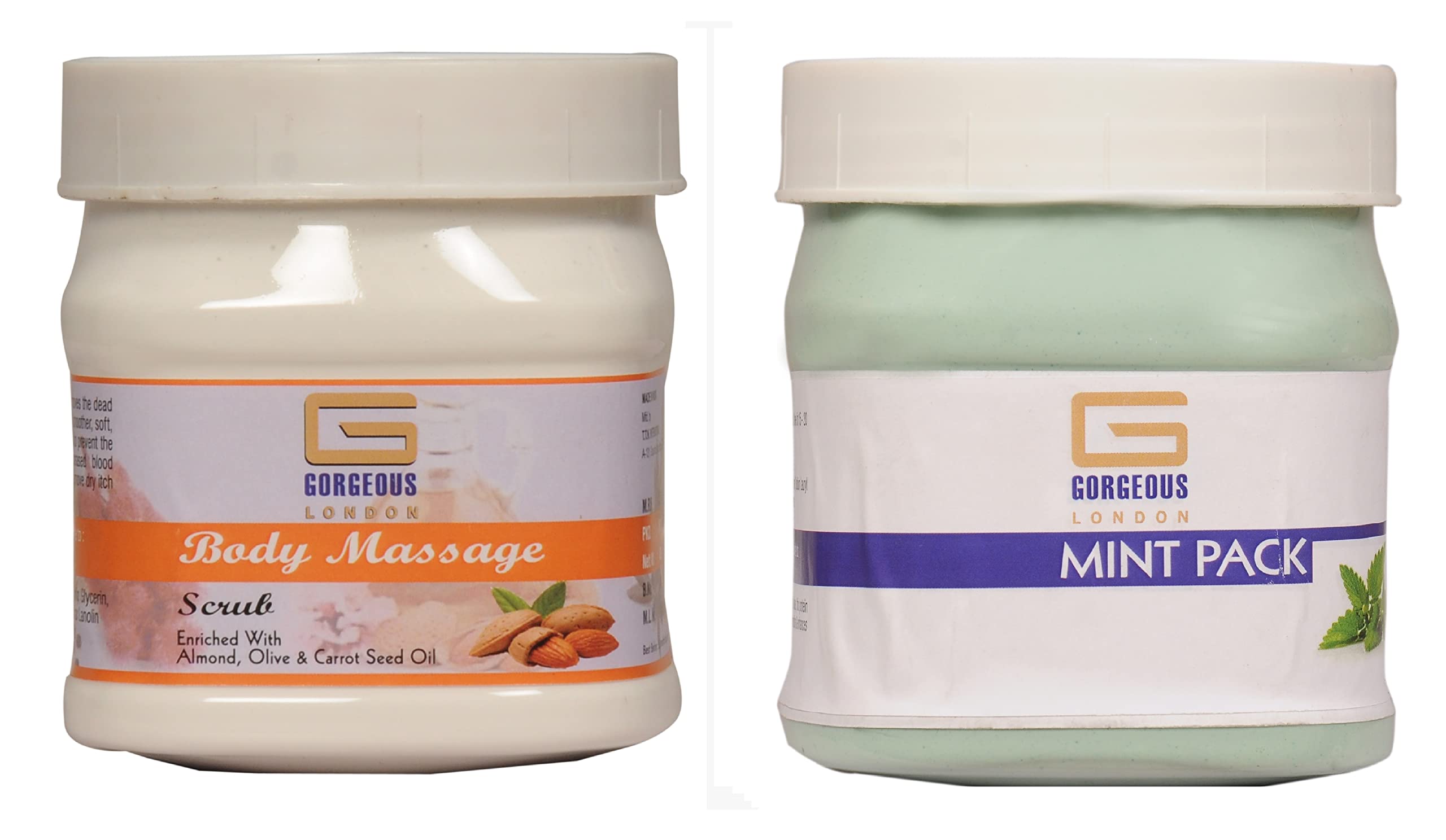 London Body Massage Scrub & Mint Pack Combo Set - 2 Pack (450ml Each) for Spa, Relaxation & Skin Exfoliation at Home