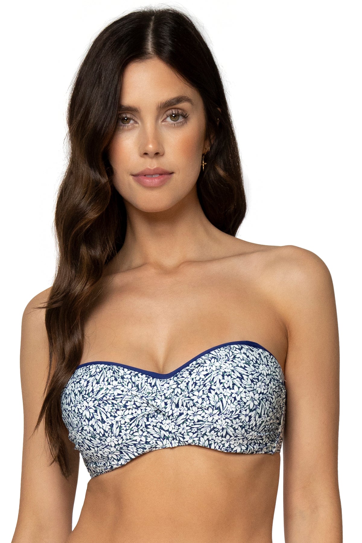 Forget Me Not Iconic Twist Bandeau - Adjustable Floral Print Bikini Top for Women | Perfect for Beach, Pool & Summer Vacations