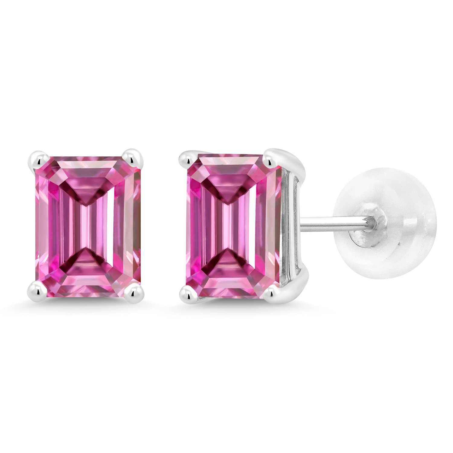 Gem Stone King Solid 14K Gold 7X5MM Emerald Cut Gemstone Birthstone Stud Earrings for Women & Men | Elegant Gift for Anniversary, Birthday & Special Occasions