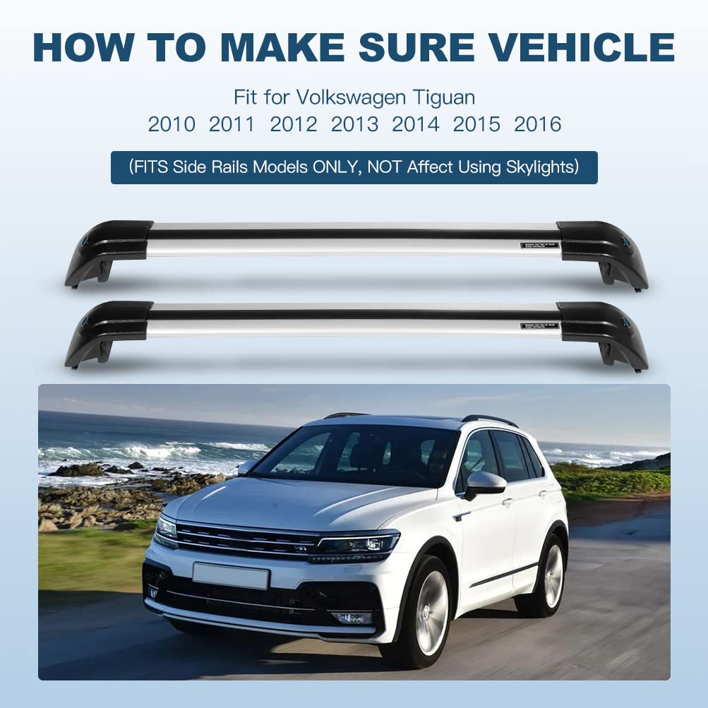 ECCPP Universal Roof Rack Cross Bars for Volkswagen Tiguan 2010-2016 | Heavy Duty 220LB Capacity Cargo Carrier | Perfect for Kayak, Canoe, Ski, Snowboard & Luggage Transport | SUV Rooftop Accessories for Outdoor Adventures