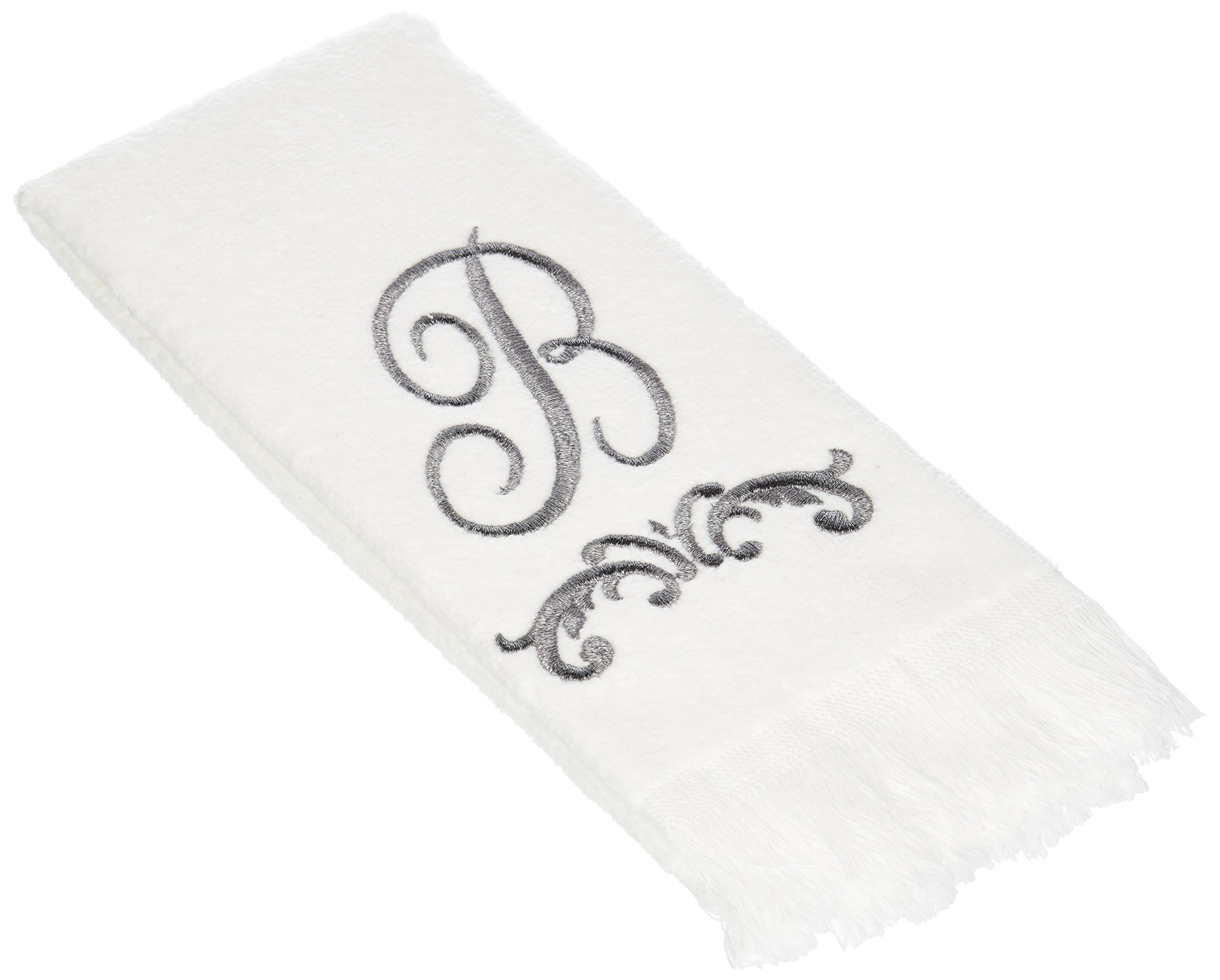 Avanti Linens - Premium Soft & Absorbent Cotton Fingertip Towel (Monogram Collection, Initial A) - White Bathroom Hand Towel for Guest Bath, Powder Room & Spa Decor