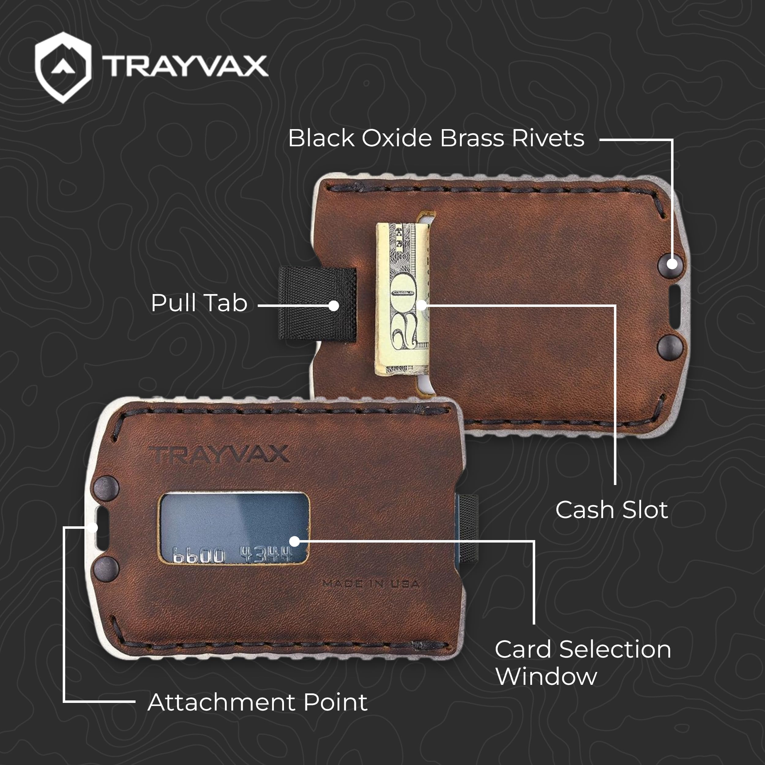 Trayvax Ascent RFID Front Pocket Wallet - Slim Leather & Metal Minimalist Wallet for Men & Women - Credit Card Holder & Money Clip - Raw Mississippi Mud - Perfect for Travel, Everyday Carry & Outdoor Adventures