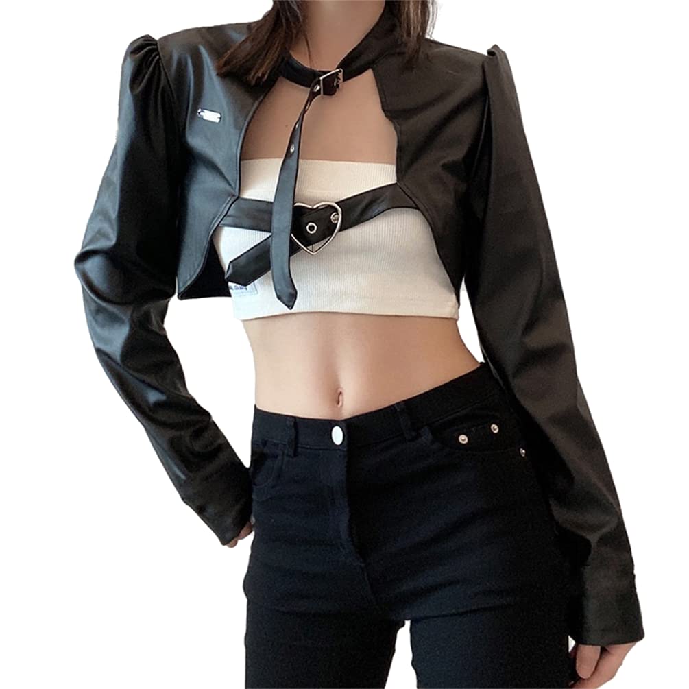 Goth Fashion Crop Top Jacket for Women & Teens - Punk Rock Aesthetic Jacket for Concerts, Parties & Alternative Style Outfits