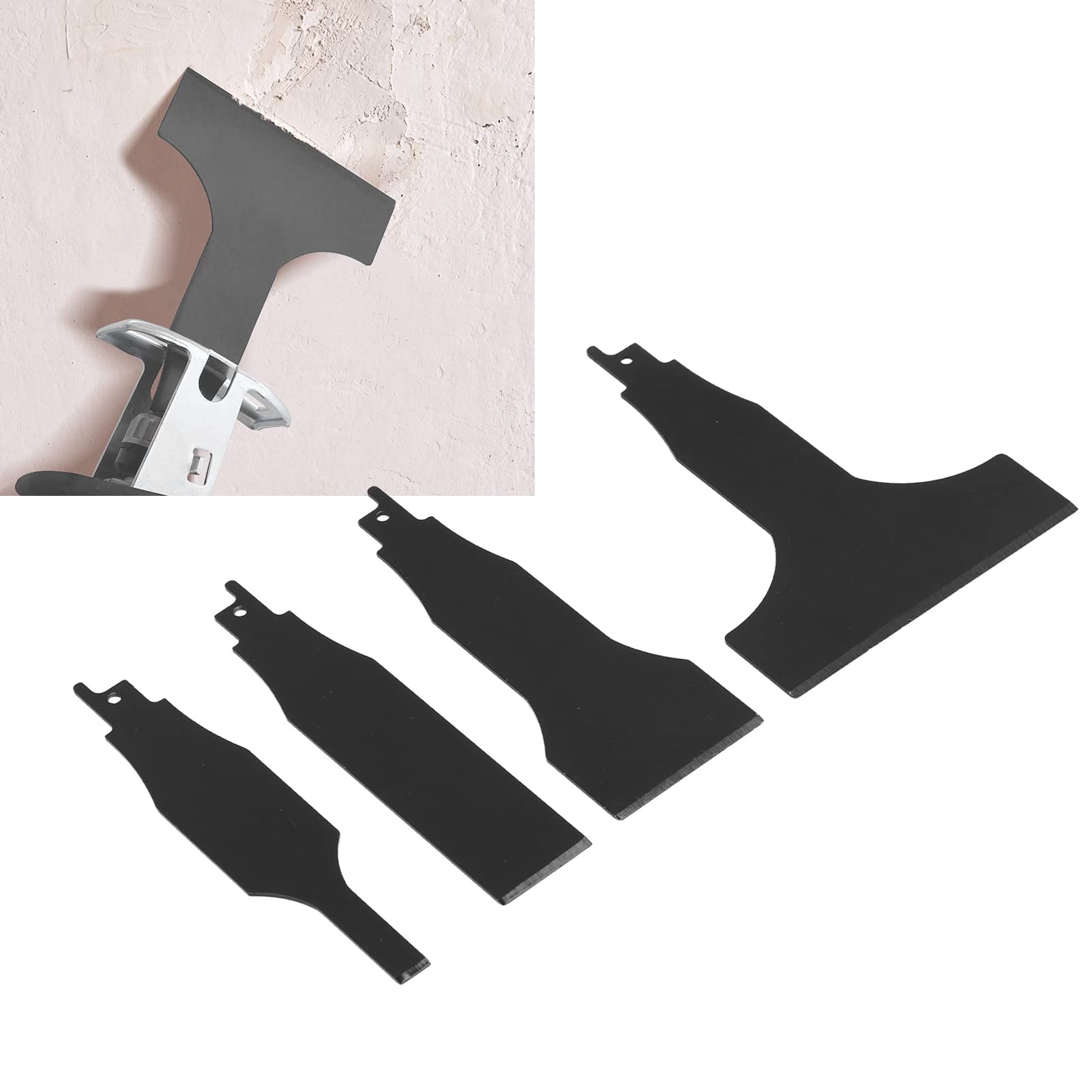 4PCS High Carbon Steel Reciprocating Saw Scraper Blades - Multi-Purpose Tile Cleaning & Grout Removal Tools for DIY Home Renovation, Flooring Projects and Construction Work