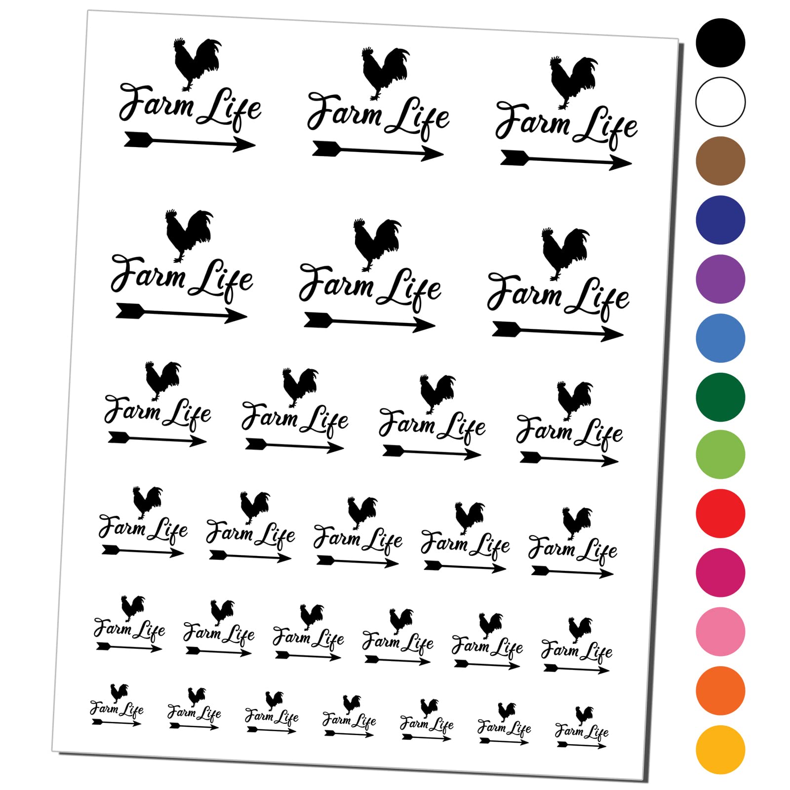 Farm Life Rooster Arrow Weathervane Temporary Tattoo - Waterproof Fake Body Art Set - Black (1 Sheet) - Perfect for Festivals, Costume Parties & Country-Themed Events