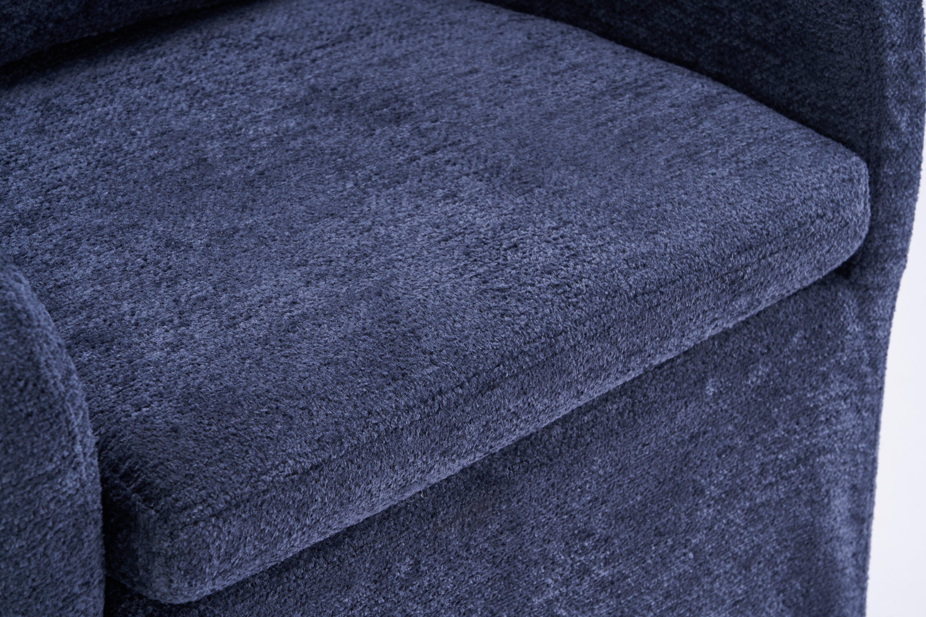Blue Chenille Fabric Dining Armchair with Back Cushion & Universal Wheels - 1-Piece Set for Home, Office or Restaurant Use