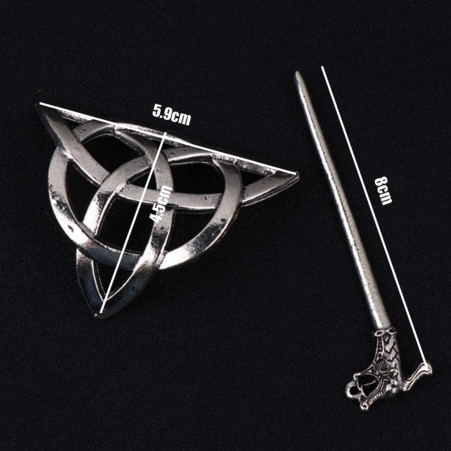 Viking Celtic Hair Clip - YAIYEFU Retro Silver Hair Sticks with Celtic Knots Design, Metal Hairpins for Women & Girls with Long Hair | Perfect for Weddings, Cosplay and Medieval Themed Events