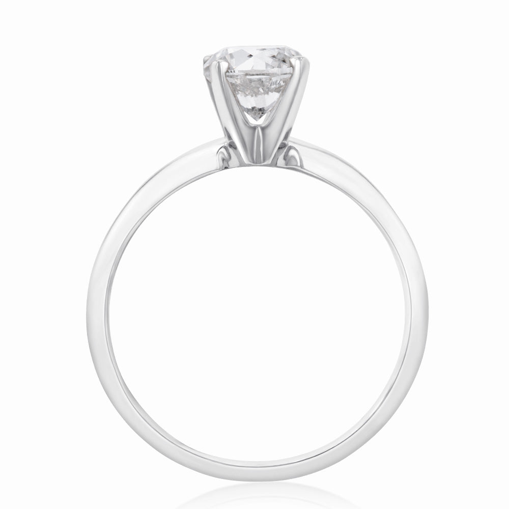 14K White Gold 1 Carat Round Brilliant Cut Diamond Solitaire Engagement Ring with Knife Edge Band - Perfect for Proposals, Weddings & Anniversary Gifts