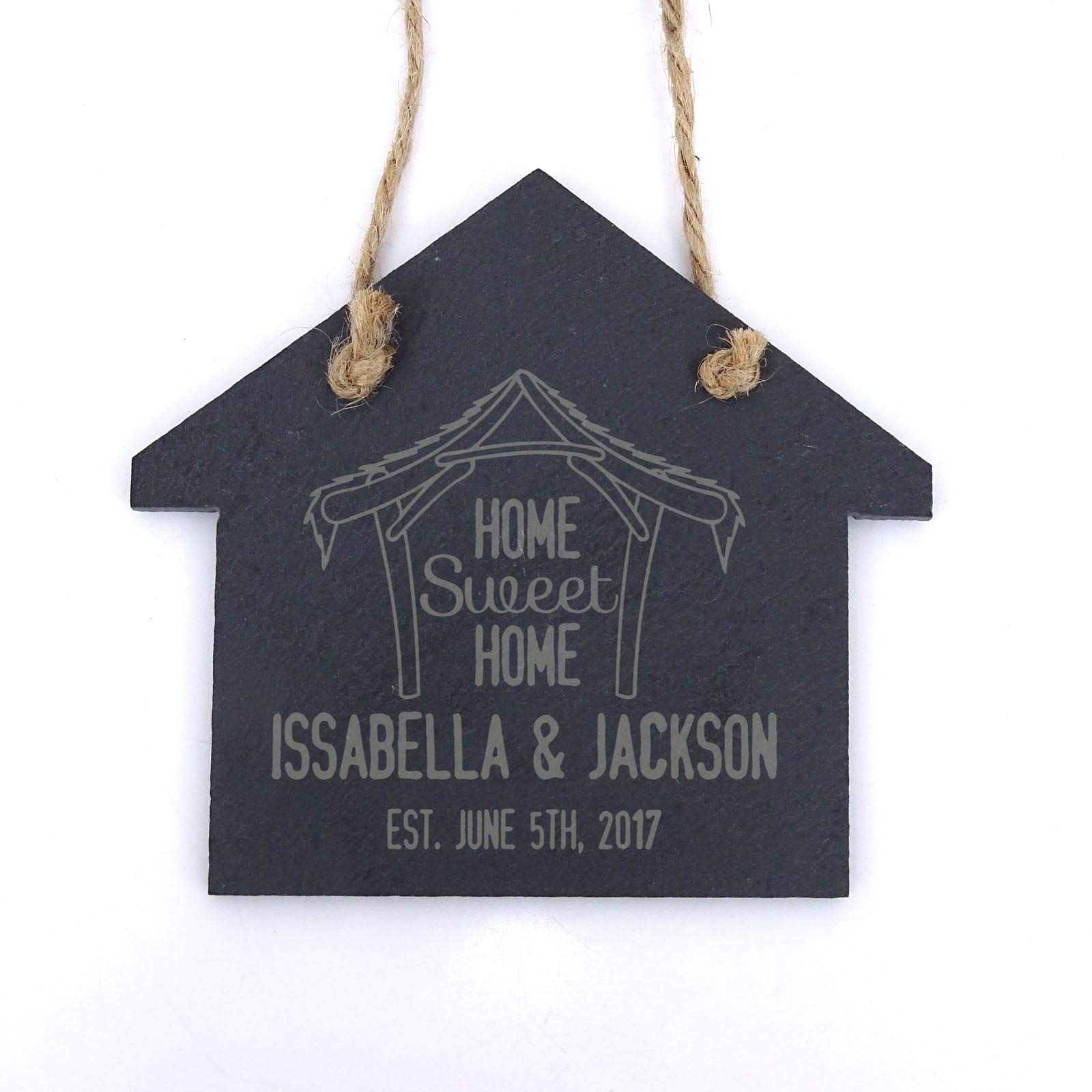 Custom Engraved 'Home Sweet Home' Slate Christmas Ornament - Personalized Housewarming Gift for New Homeowners - Perfect for First Home Celebration & Holiday Decor