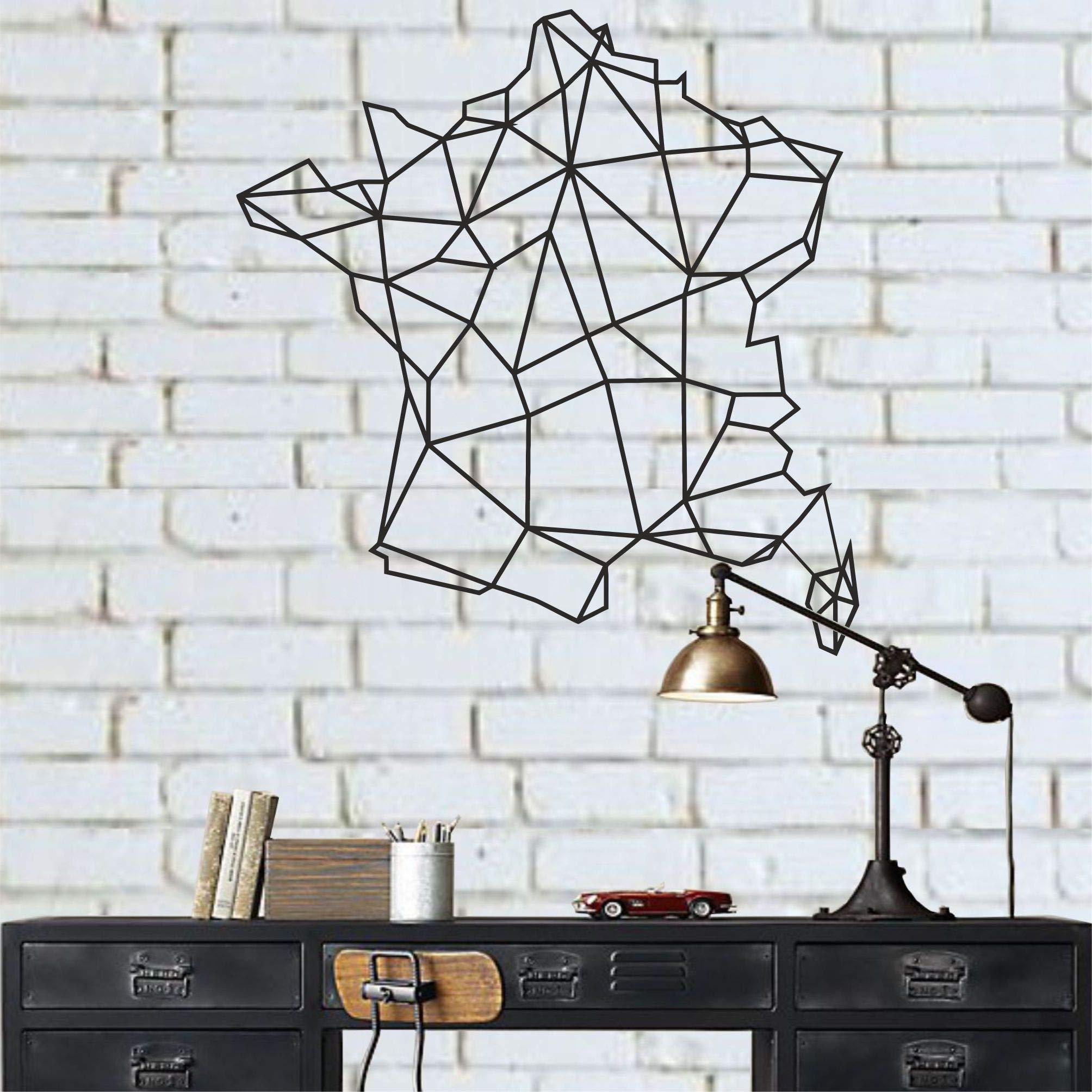 DEKADRON Metal France Map Wall Art - Geometric France Map Decor, 28