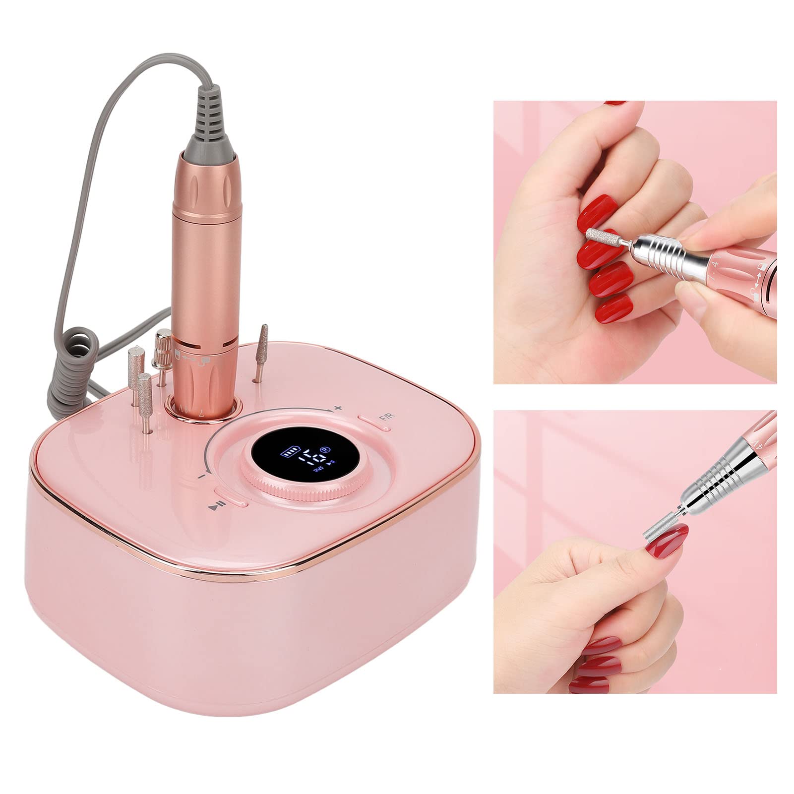 EXCLUZO Professional Rechargeable Electric Nail Drill Machine - Portable LED Rose Gold Manicure Kit for Nail Artists & Home Use | Perfect for Salon, DIY Nail Care & Gel Polish Removal
