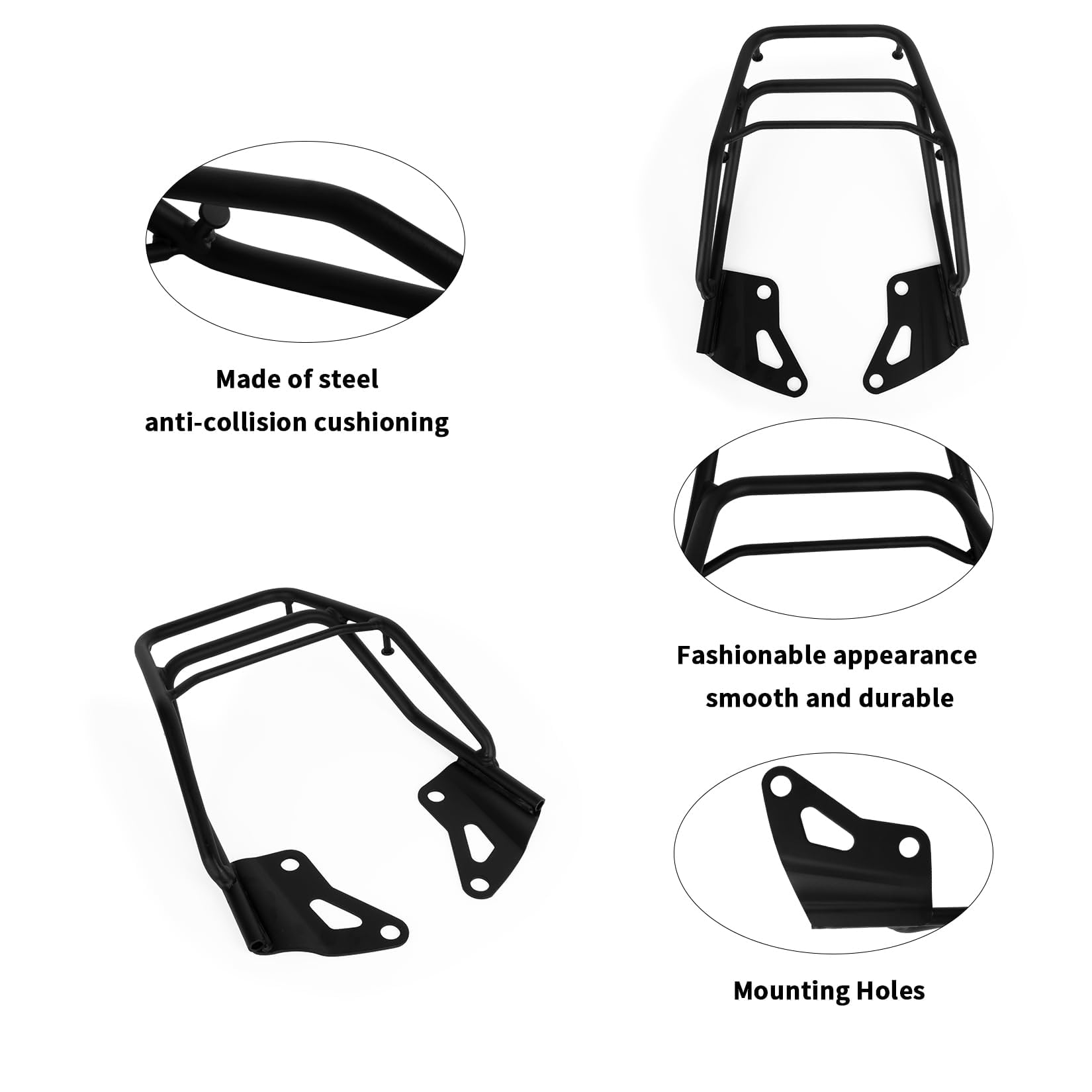 PSLER Black Motorcycle Rear Luggage Rack for Honda Grom MSX125 (2016-2020) - Heavy Duty Iron Storage Carrier Shelf for Grom OG/SF Models - Perfect for Commuting, Grocery Runs & Adventure Riding