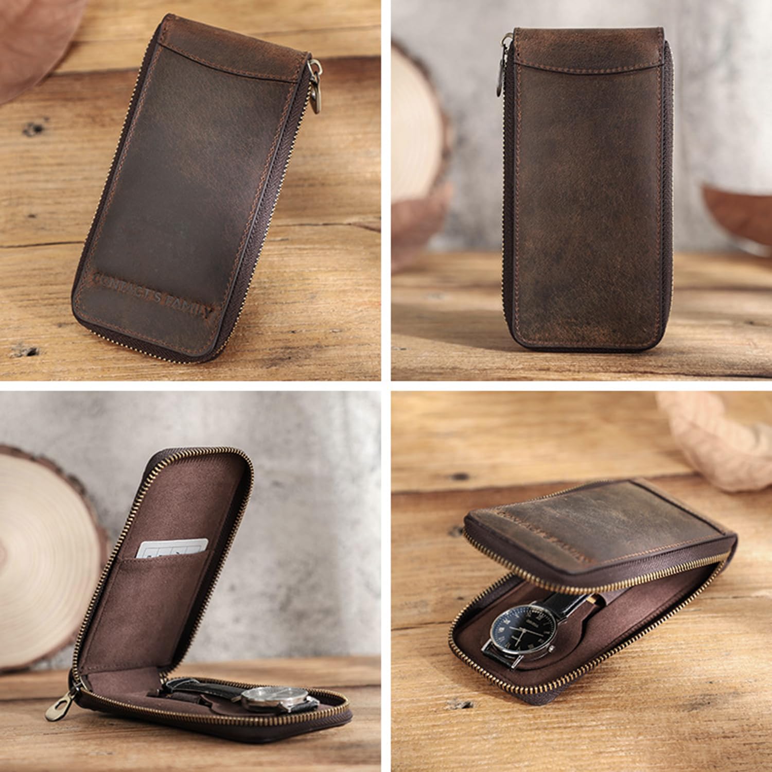 Genuine Leather Watch Travel Case for Men - Portable Watch Storage Organizer & Travel Pouch - Perfect for Business Trips, Vacations & Watch Collection Organization