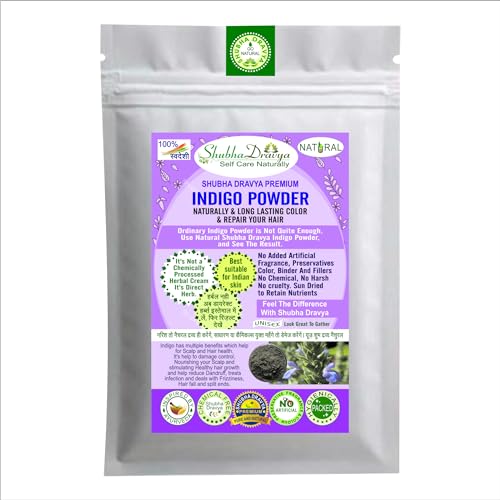 Shubha Dravya 100% Natural Indigo Powder for Hair Coloring | Long-Lasting Gray Coverage & Hair Protection | Chemical-Free Herbal Dye (100g) | Perfect for At-Home Hair Coloring & Natural Beauty Routines