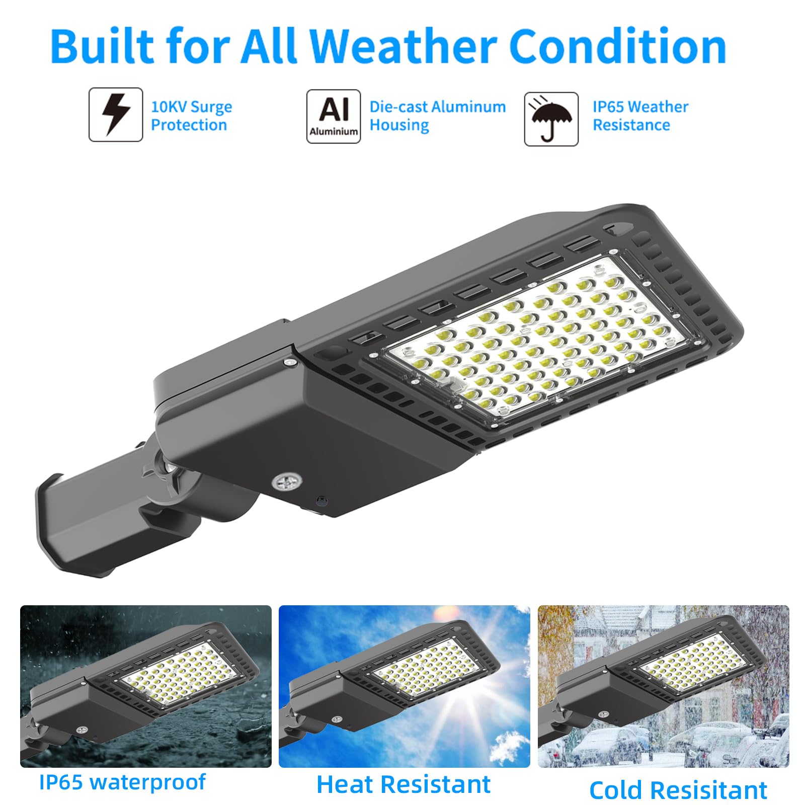 300W LED Parking Lot Lights Outdoor - 5000K Daylight White, Adjustable Slip Fit Mount with Dusk to Dawn Photocell Sensor, IP65 Waterproof, 39,000 Lumens Commercial Shoebox Pole Mount Lights for Stadiums, Roadways, Streets | Perfect for Parking Lots, Gas Stations & Warehouse Areas