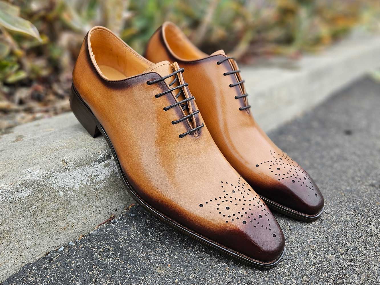 Premium Hand Burnished Wholecut Calf Leather Oxford Dress Shoes for Men - Classic Formal & Business Attire