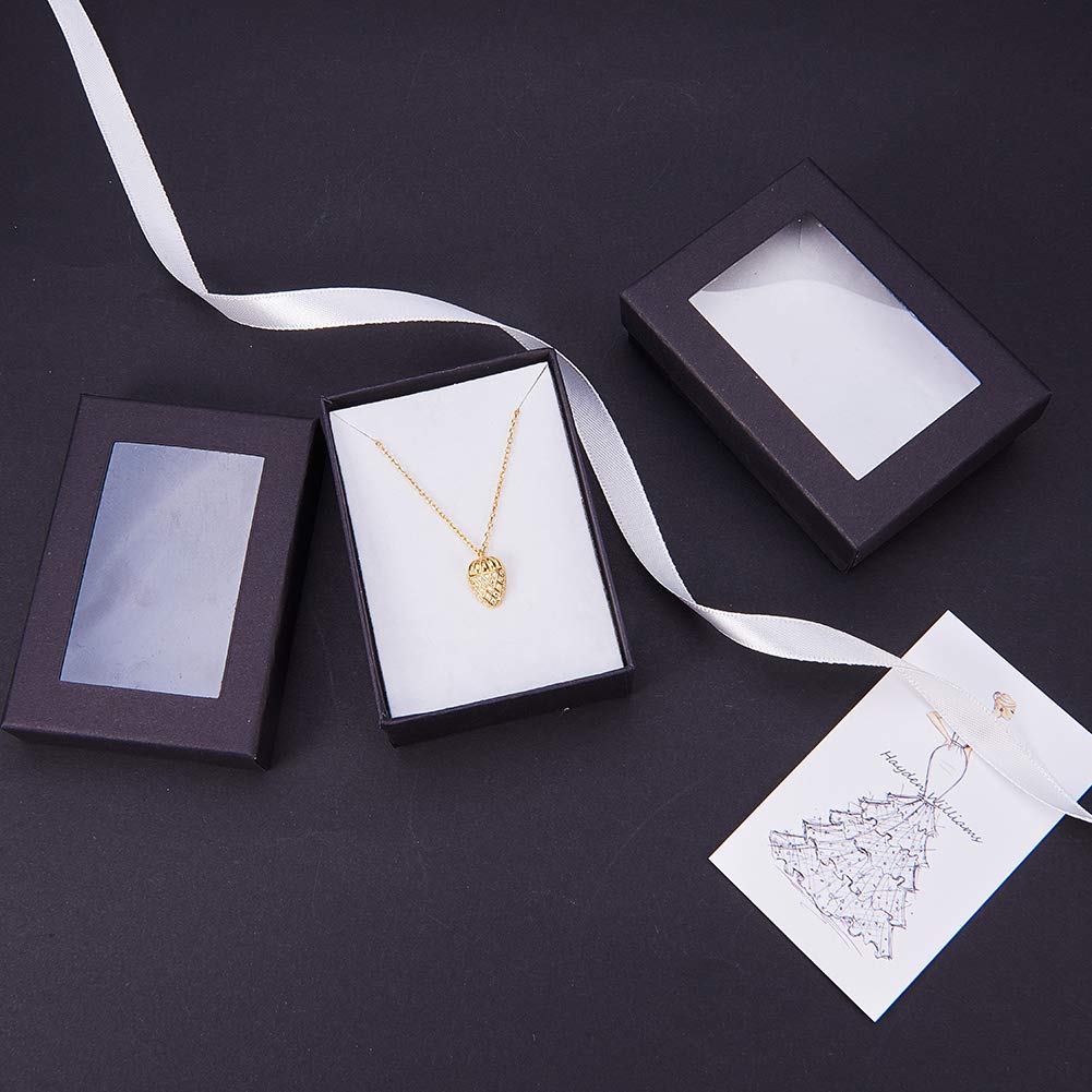 60 Pcs Black Rectangle Jewelry Gift Boxes with Sponge Insert - Premium Cardboard Presentation Case for Necklaces, Bracelets, Rings & Pendants - Perfect for Christmas, Birthday, Valentine's Day Gifts & Jewelry Storage