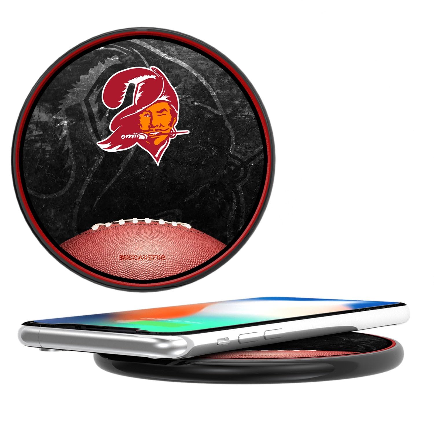 Tampa Bay Buccaneers 10W Fast Wireless Charger - NFL Team Logo Qi-Certified Charging Pad for iPhone, Samsung, AirPods - Perfect for Home, Office & Car Use
