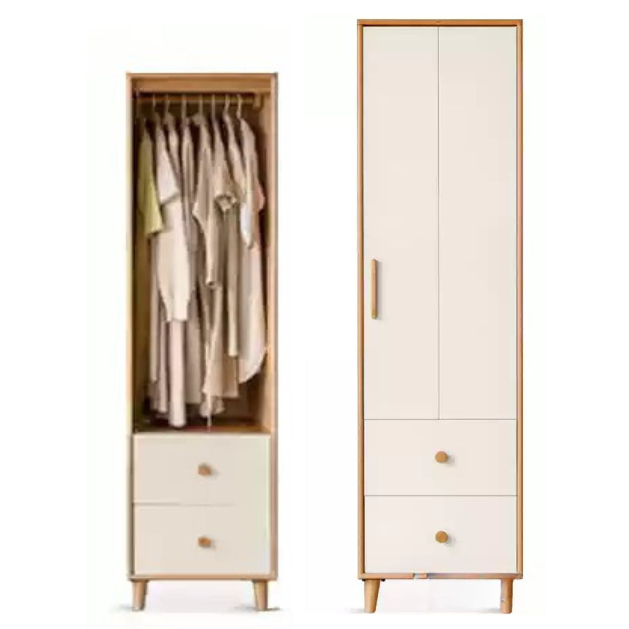 Stylish Oak & Poplar Solid Wood Modern Wardrobe - Spacious Storage for Bedroom, Closet Organization & Home Decor