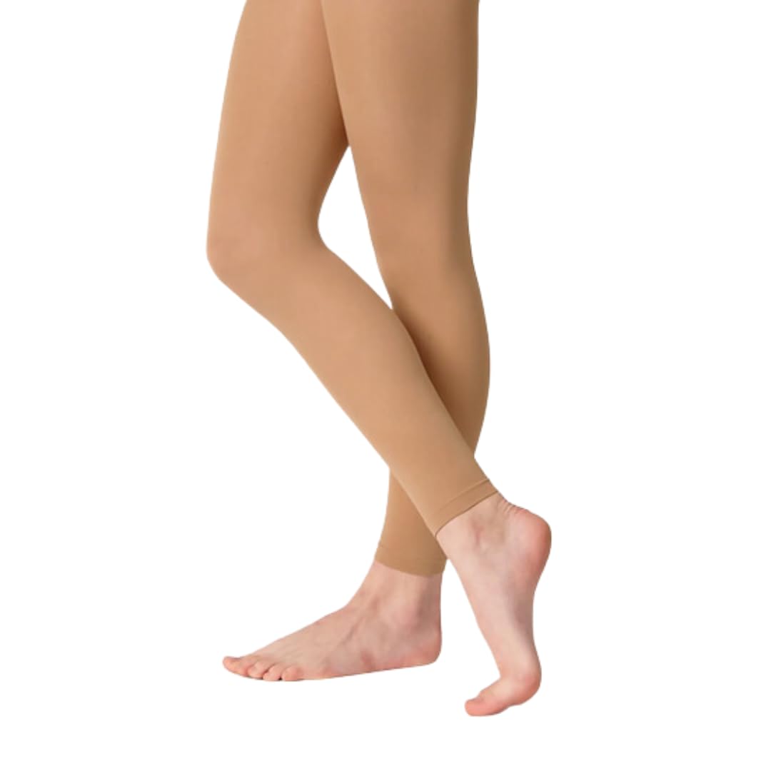 Silky Footless Dance Tights for Kids & Adults - Tan Color - Perfect for Ballet, Yoga, Gymnastics & Dance Performances
