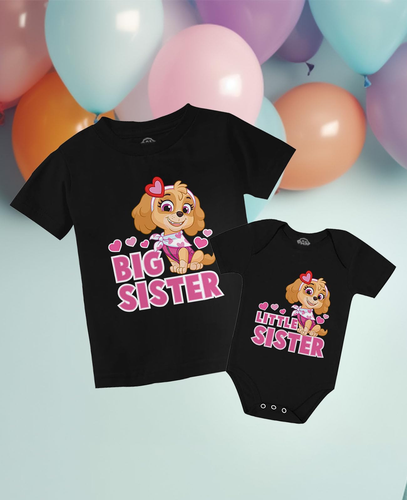 Paw Patrol Skye Big Sister Little Sister Matching Outfits for Girls - Cute Sibling Shirts for Twins & Sisters - Perfect for Family Photos, Birthday Parties & Matching Outfit Days