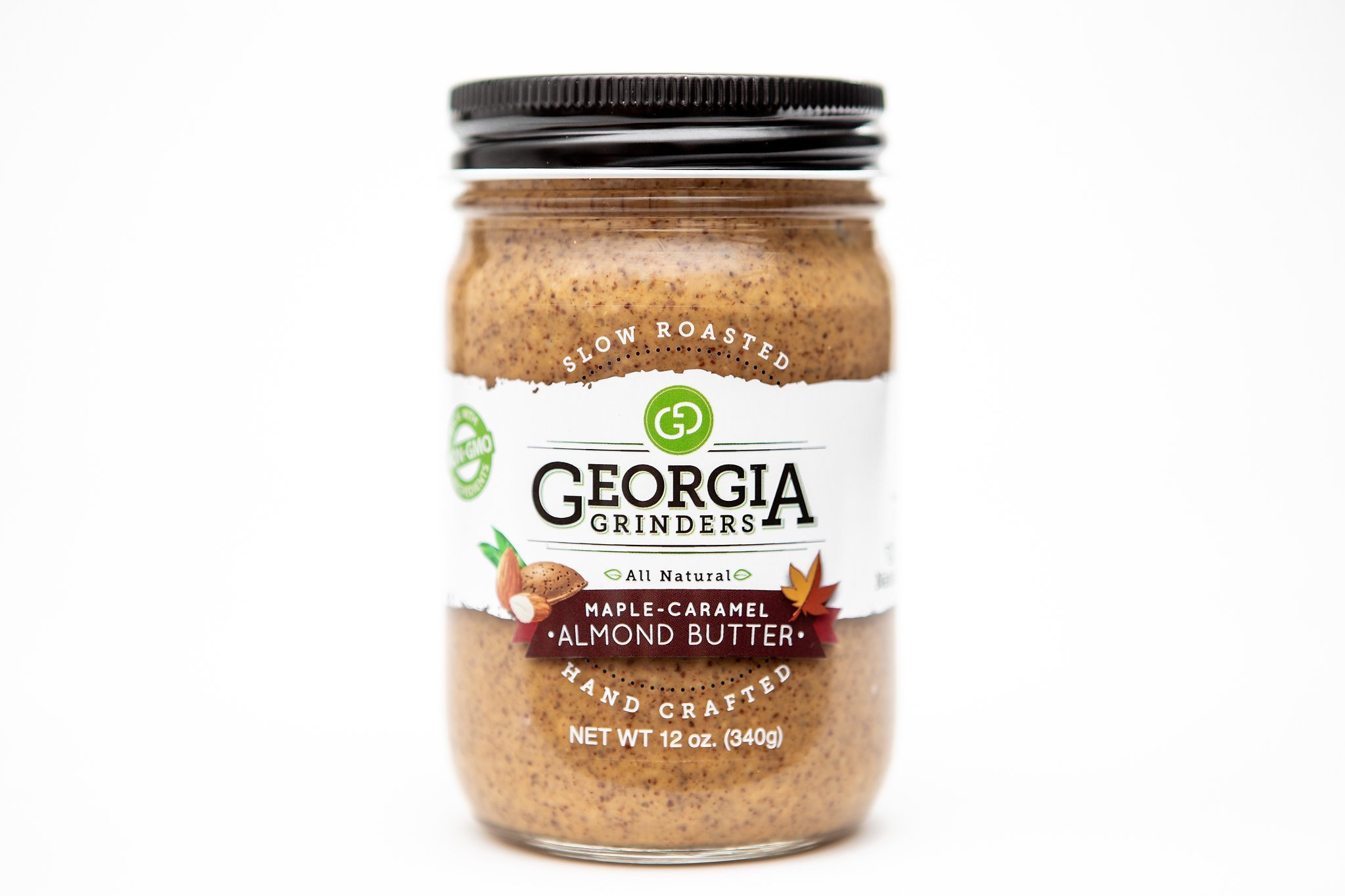 Georgia Grinders Maple Caramel Almond Butter 12oz (12 Pack) - Natural Non-GMO, Kosher, Gluten Free, Palm Oil Free Nut Butter with Sweet Maple Syrup Infusion - Perfect for Toast, Smoothies & Healthy Snacks