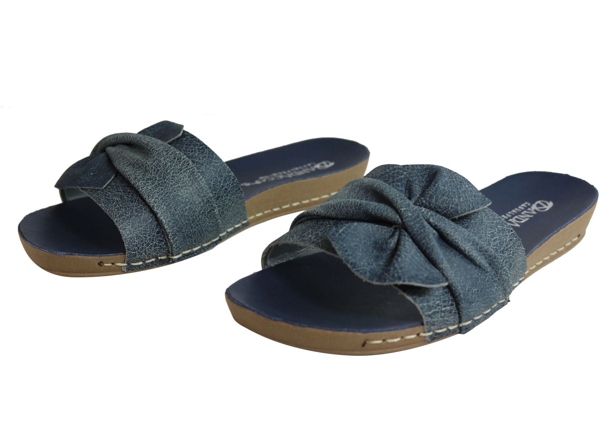 Andacco Women's Comfortable Leather Slide Sandals - Handmade in Brazil - Perfect for Beach, Pool, and Summer Casual Wear