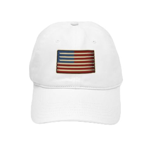 White - Retro Drummer Drumstick Flag Cap