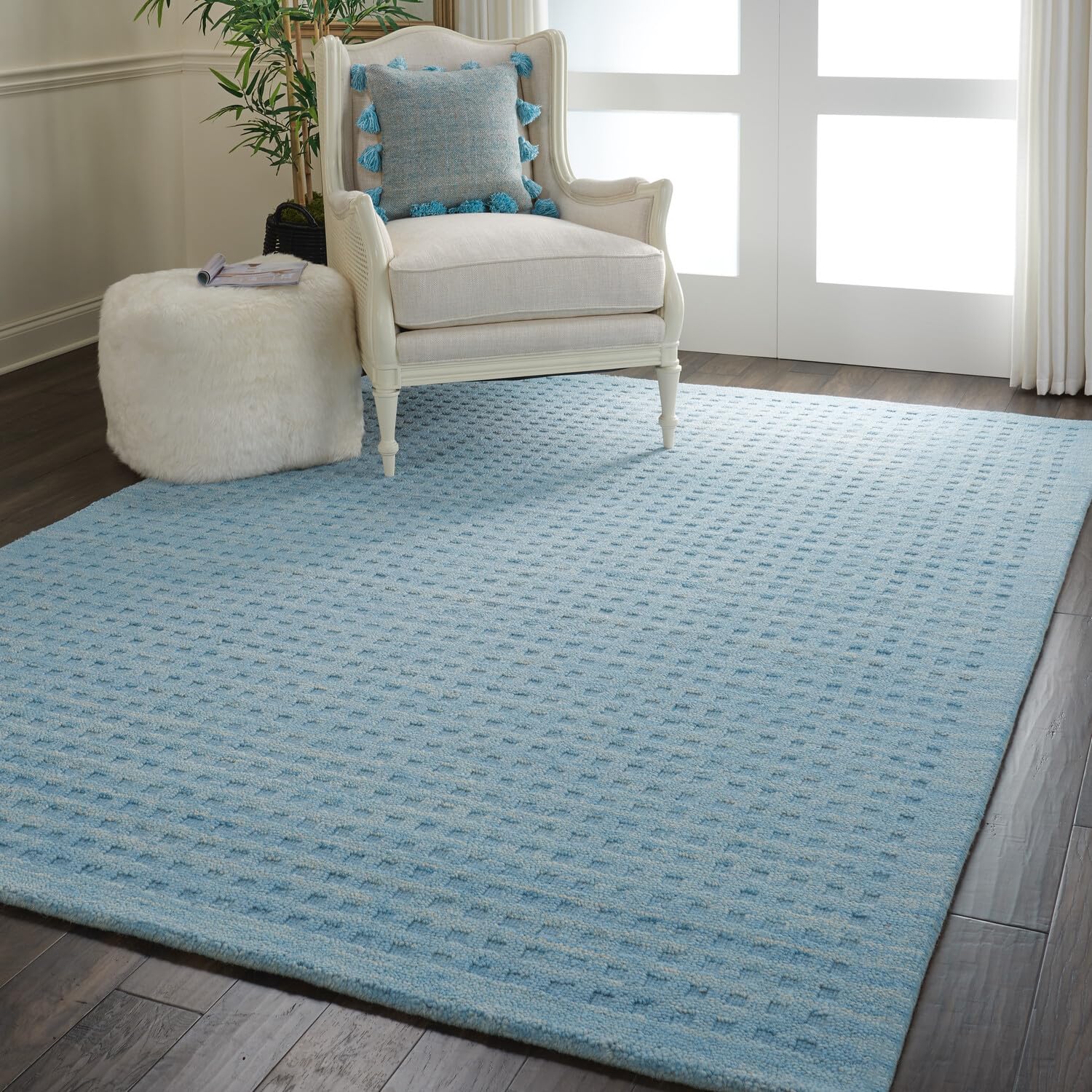 Nourison Perris Solid Sky Blue 8' x 10'6