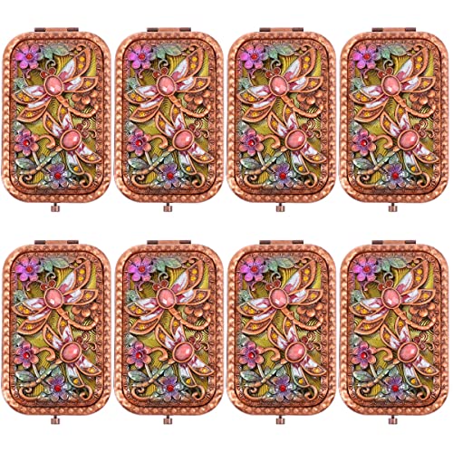 8-Piece Vintage Double-Sided Folding Makeup Mirror - Portable Compact Travel Mirror for Home, Travel & Professional Makeup Artists | Perfect for Vanity, Gym Bag & On-the-Go Touchups