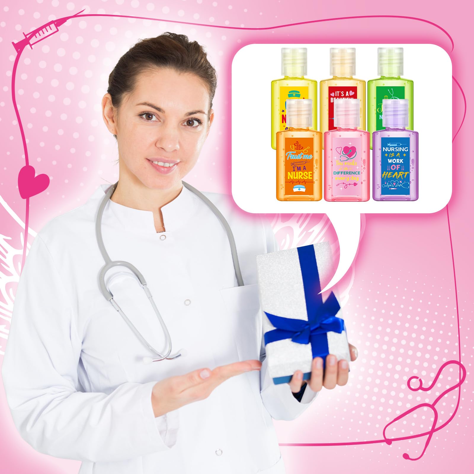 Frienda 24 Pack Mini Hand Sanitizer Travel Size - Bulk Nurse Gift Set for Appreciation Week, Medical Workers & Assistants - Perfect for Thank You Gifts, Office Parties & Healthcare Events - Ideal for Hospitals, Clinics & Workplace Hygiene
