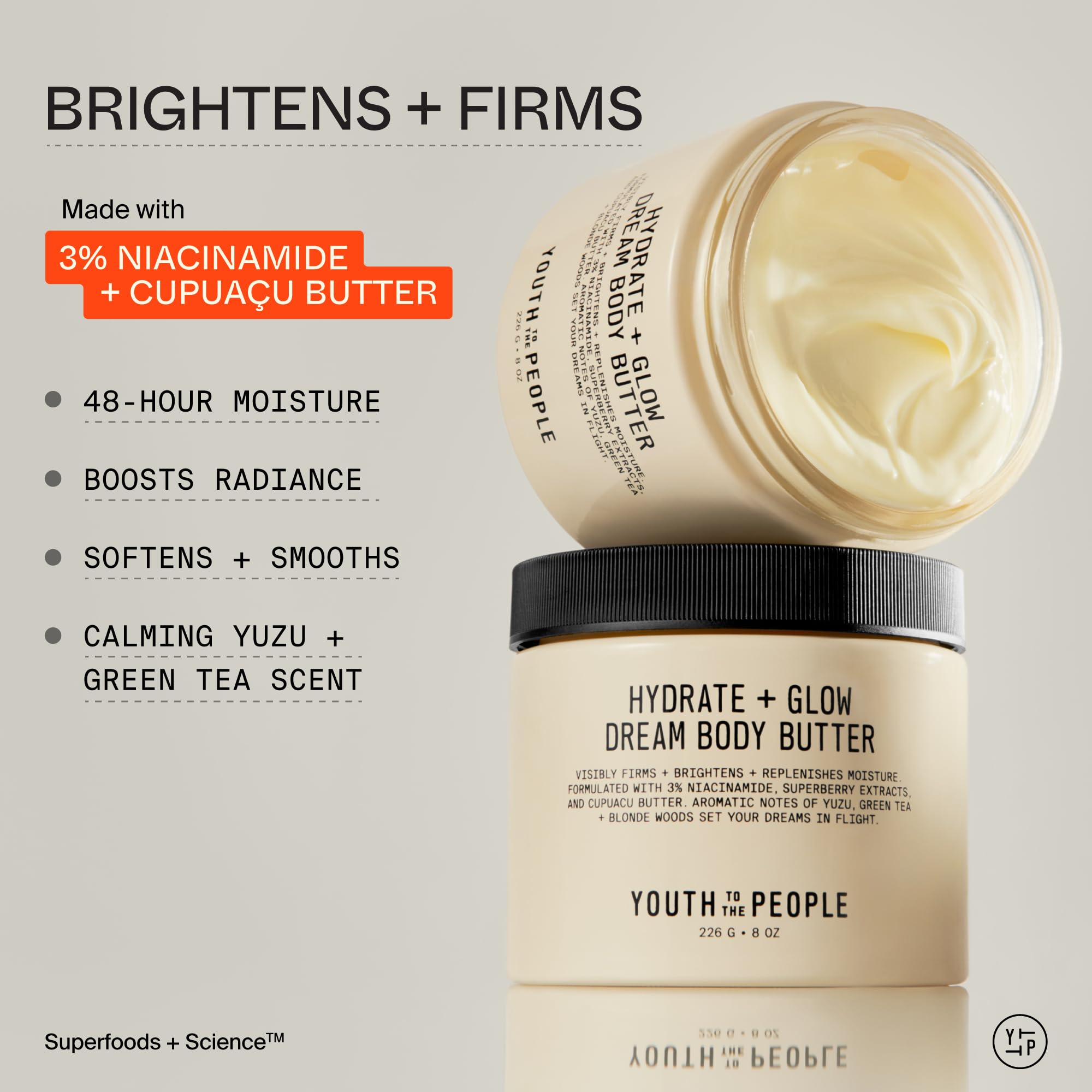 Youth To The People Total Body Trio - Vegan Skincare Bundle with Superfood Body Cleanser (16.5 oz), Yerba Mate Body Scrub (8 oz) & Superberry Body Butter (8 oz) | Cruelty-Free, Organic Skincare Set for Hydration & Exfoliation | Perfect for Daily Body Care Routine & Spa Day at Home