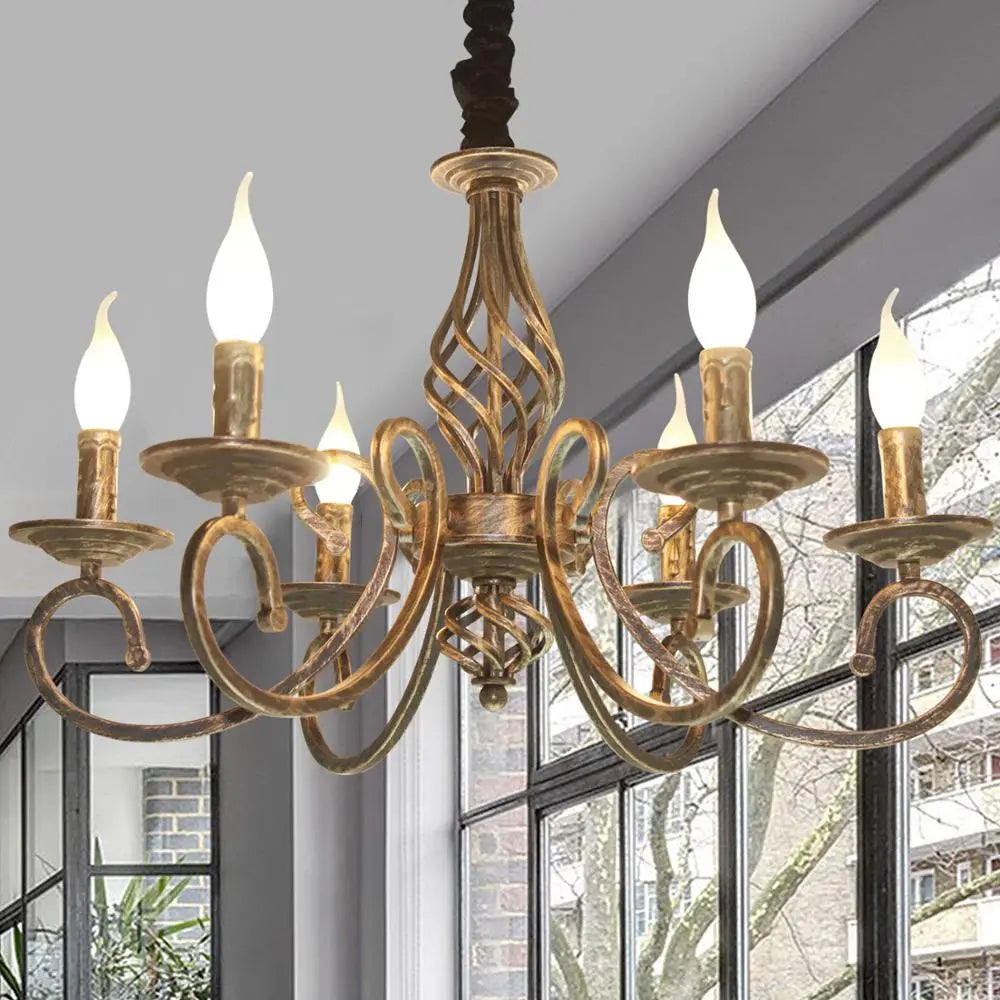 Vintage Bronze Rustic Chandelier - 6 or 8 Lights Farmhouse Ceiling Fixture for Dining Room, Living Room & Bedroom Lighting Decor