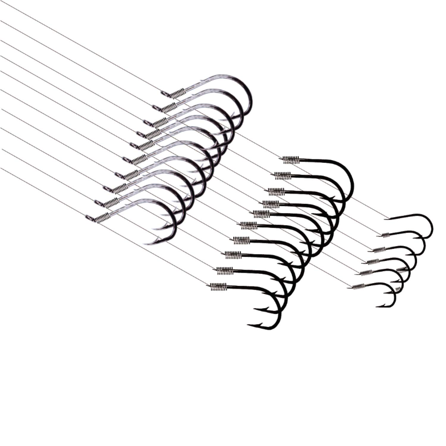 Premium Damascus High Carbon Steel 20+5 Piece Fishing Hook Set with Fluorocarbon Coated Line - Snelled Hooks with Leader for Bass, Trout, and Saltwater Fishing - Ideal for Freshwater & Ocean Angling