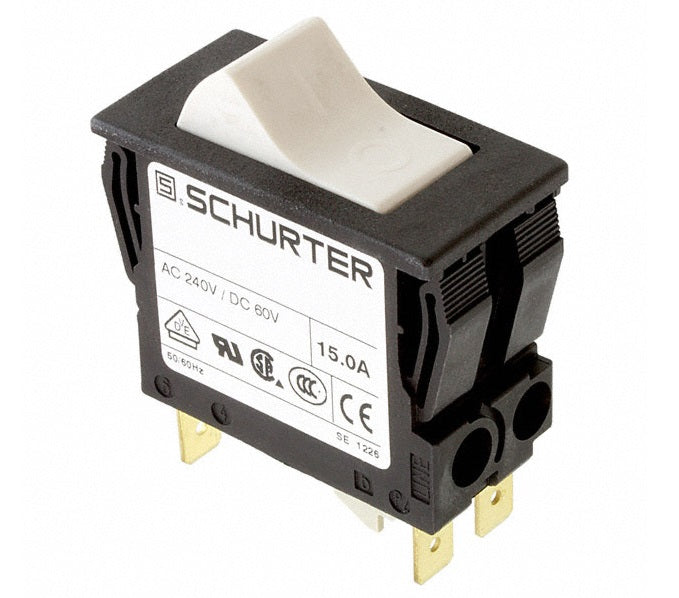 ABTWF060C0 2 Pole Rocker Switch - Non-Latched, 6A 240VAC, 1 Pole Thermal Overload Protection, Screw Terminal, White - Ideal for Industrial Equipment & Electrical Panel Applications