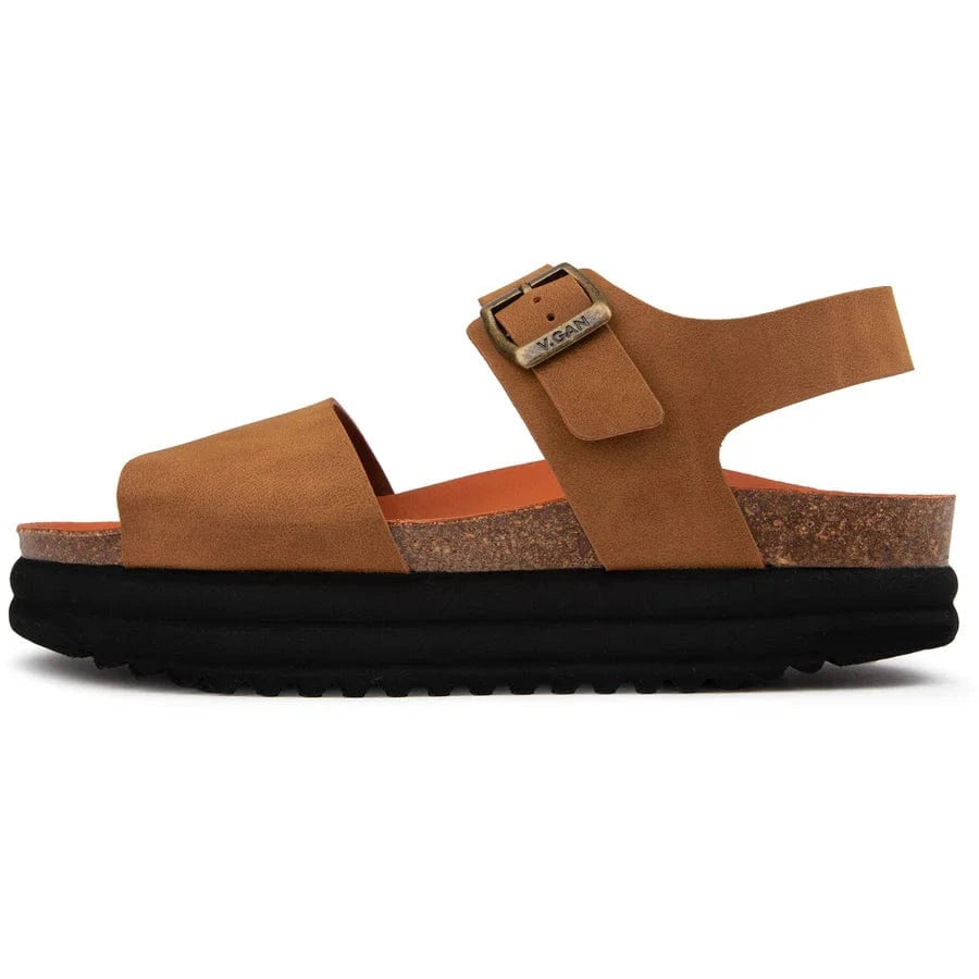 Clove Women's Vegan Flatform Sandals - Comfortable & Stylish Caramel Color Summer Shoes for Beach, Travel & Casual Outfits