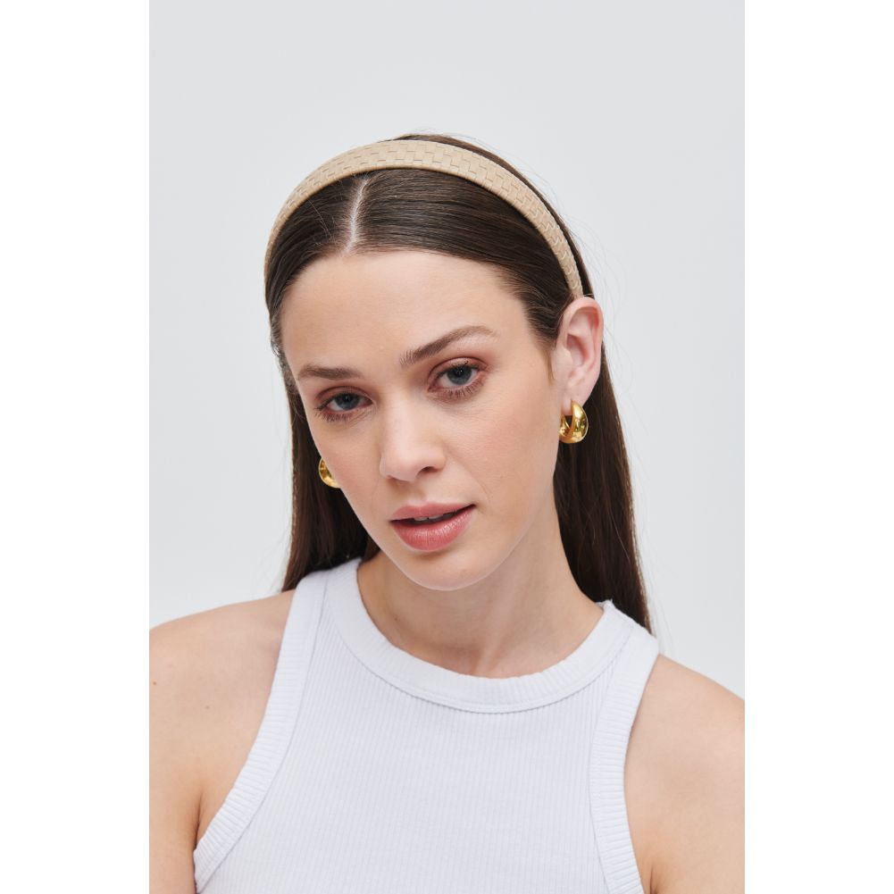 Stylish Embossed Woven Vegan Leather Headband for Women - Fashion Hair Accessory for Workouts, Yoga, and Everyday Wear