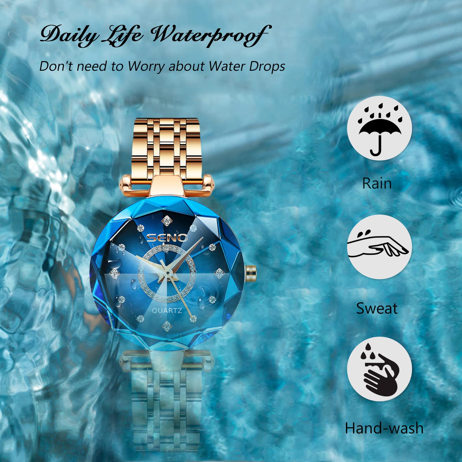 RORIOS Women's Analog Quartz Watch with Stainless Steel Band - Waterproof Ladies Fashion Watch with Rhinestone Accents - Perfect for Office, Party & Everyday Wear