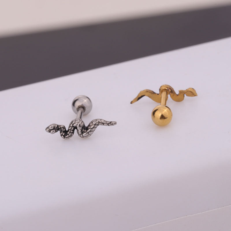 20G Skeleton Barbell Stud Earrings - Helix & Daith Piercing Jewelry for Men & Women | Gothic Punk Style Body Jewelry for Cartilage, Tragus, or Conch Piercings | Perfect for Everyday Wear & Alternative Fashion